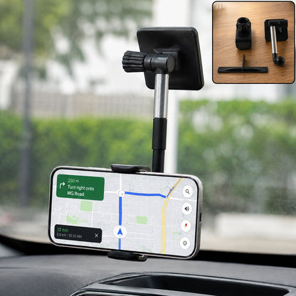 Adjustable Car Mobile Phone Holder With Telescopic Arm And Rotating Mount (1 Pc)