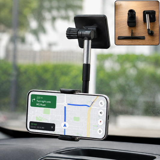 Adjustable Car Mobile Phone Holder With Telescopic Arm And Rotating Mount (1 Pc)